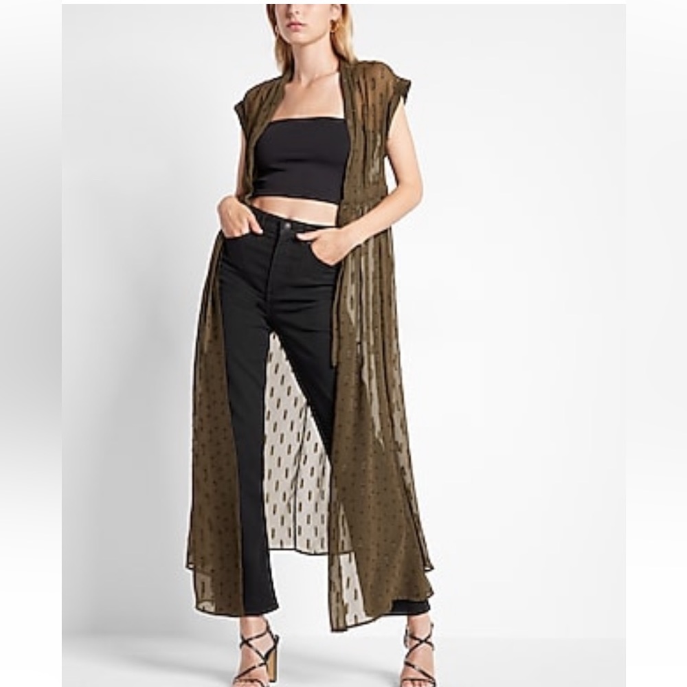 EXPRESS - Metallic Short Sleeve Maxi Cover-Up